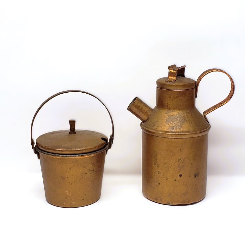 Vintage Copper Lot Pitcher Cream Syrup Lid Bucket Pail Cover 6"